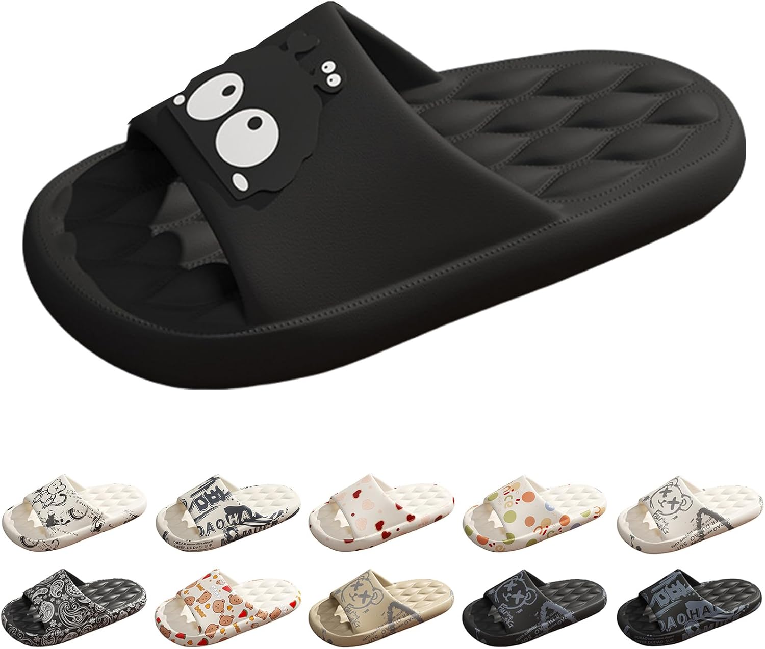 Модные шлепанцы Gezolligheid с мультяшным принтом для мужчин и женщин, для пар, с нескользящей подошвой на платформе, унисекс, повседневные открытые сандалии с нескользящей подошвой для дома, улицы и ванной, черный
Модные шлепанцы Gezolligheid с мультяшным принтом для мужчин и женщин, для пар, с нескользящей подошвой на платформе, унисекс, повседневные открытые сандалии с нескользящей подошвой для дома, улицы и ванной, черный