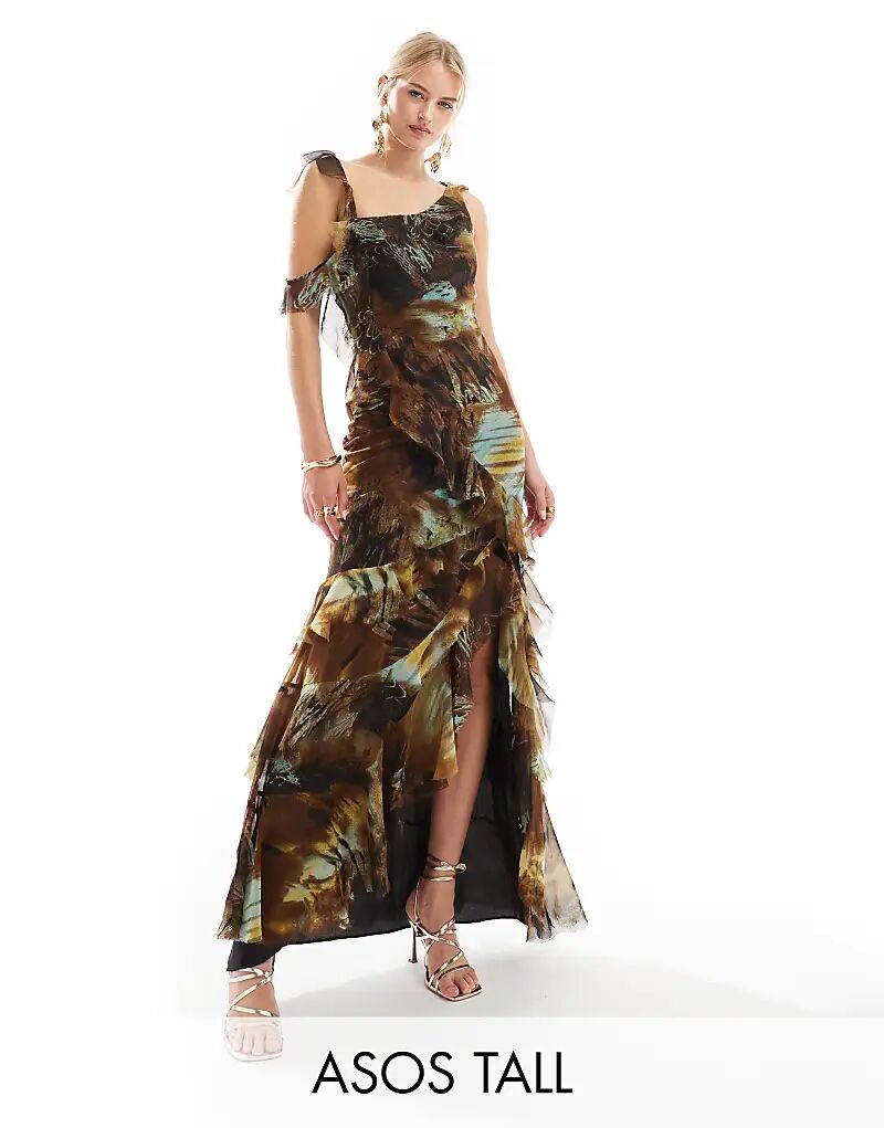 Асимметричное платье макси с косым вырезом на плечах с оборками и абстрактным принтом ASOS
Асимметричное платье макси с косым вырезом на плечах с оборками и абстрактным принтом ASOS