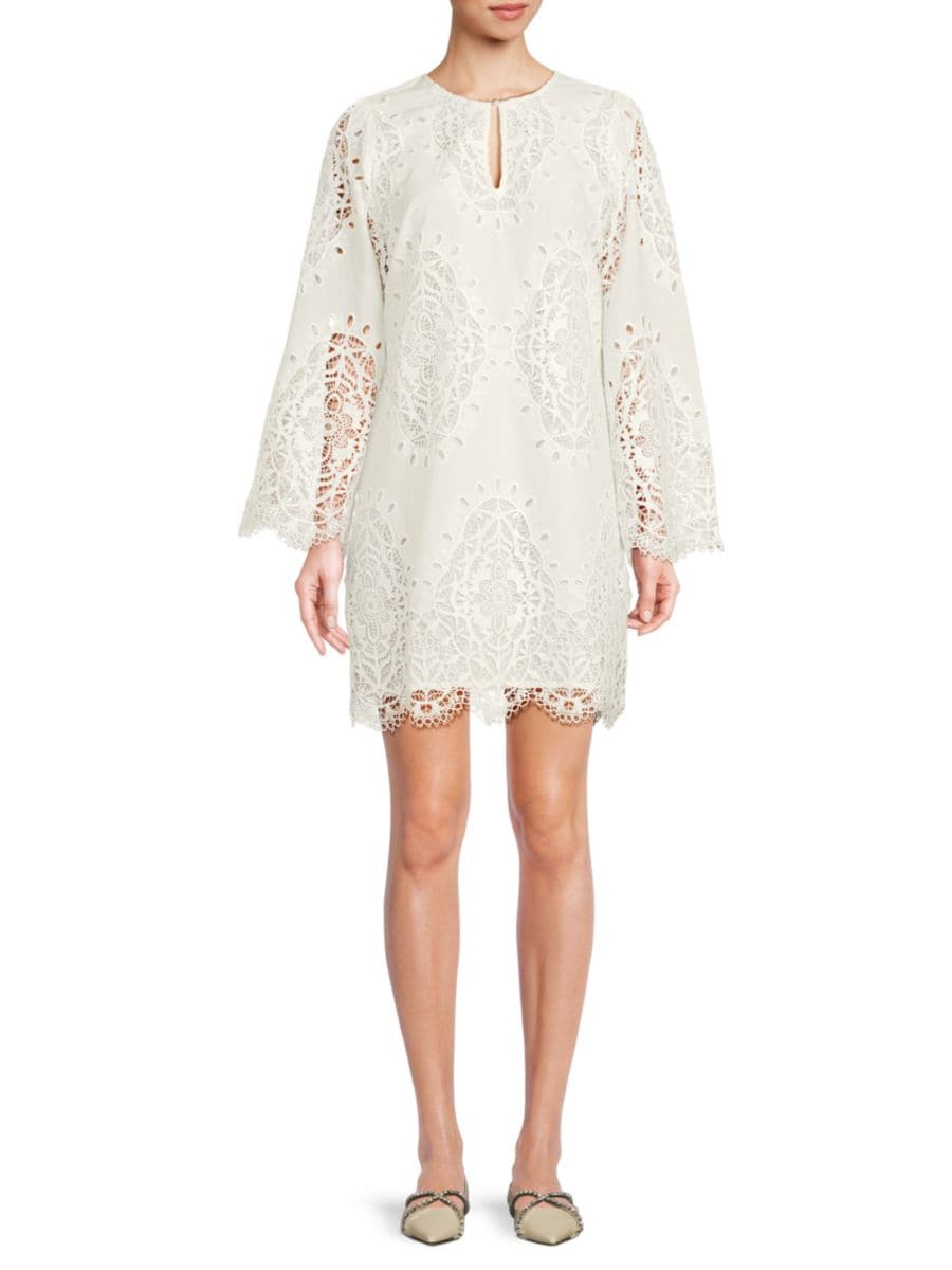 Платье-трапеция Elandra с вышитыми люверсами Johnny Was, белый
Платье-трапеция Elandra с вышитыми люверсами Johnny Was, белый