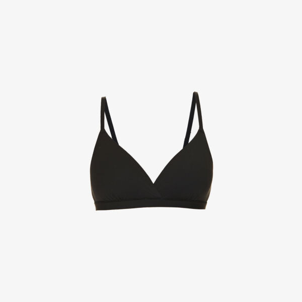 Бюстгальтер-кроссовер из эластичной ткани подходит всем Skims, оникс 
Бюстгальтер-кроссовер из эластичной ткани подходит всем Skims, оникс