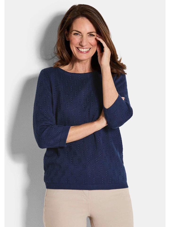 Короткий размер: вязаный свитер с короткими рукавами, хлопковый свитер с текстурой, темно-синего цвета. GOLDNER
Короткий размер: вязаный свитер с короткими рукавами, хлопковый свитер с текстурой, темно-синего цвета. GOLDNER