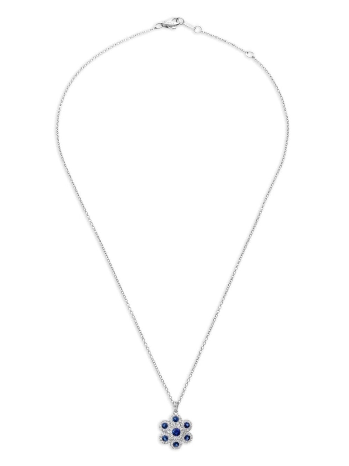 Колье Augusta из белого золота с сапфиром и бриллиантами LEO PIZZO, серебряный