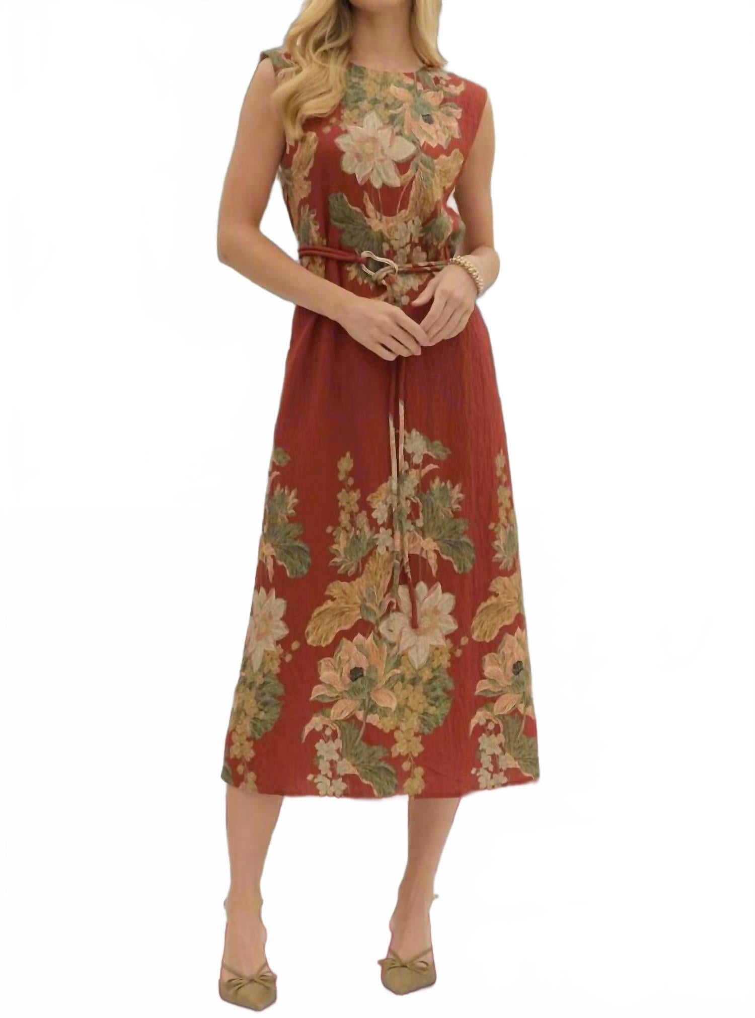 Entro Платье-миди без рукавов с цветочным принтом, ржавого цвета
Entro Платье-миди без рукавов с цветочным принтом, ржавого цвета