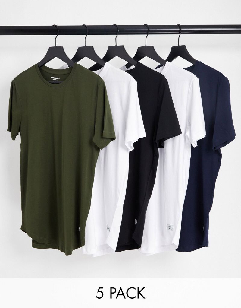 Jack & Jones – комплект из 5 футболок удлиненного кроя с закругленным краем в разных цветах
Jack & Jones – комплект из 5 футболок удлиненного кроя с закругленным краем в разных цветах