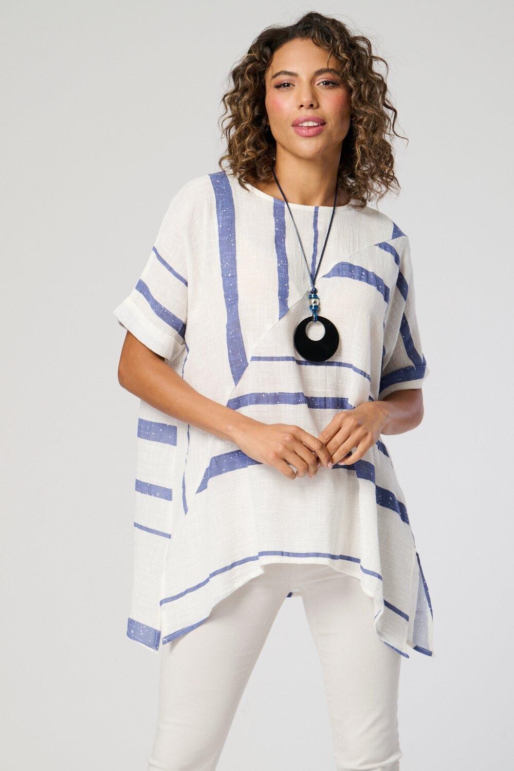 Хлопковый топ с диагональным швом и колье Saloos, темно-синий
Хлопковый топ с диагональным швом и колье Saloos, темно-синий