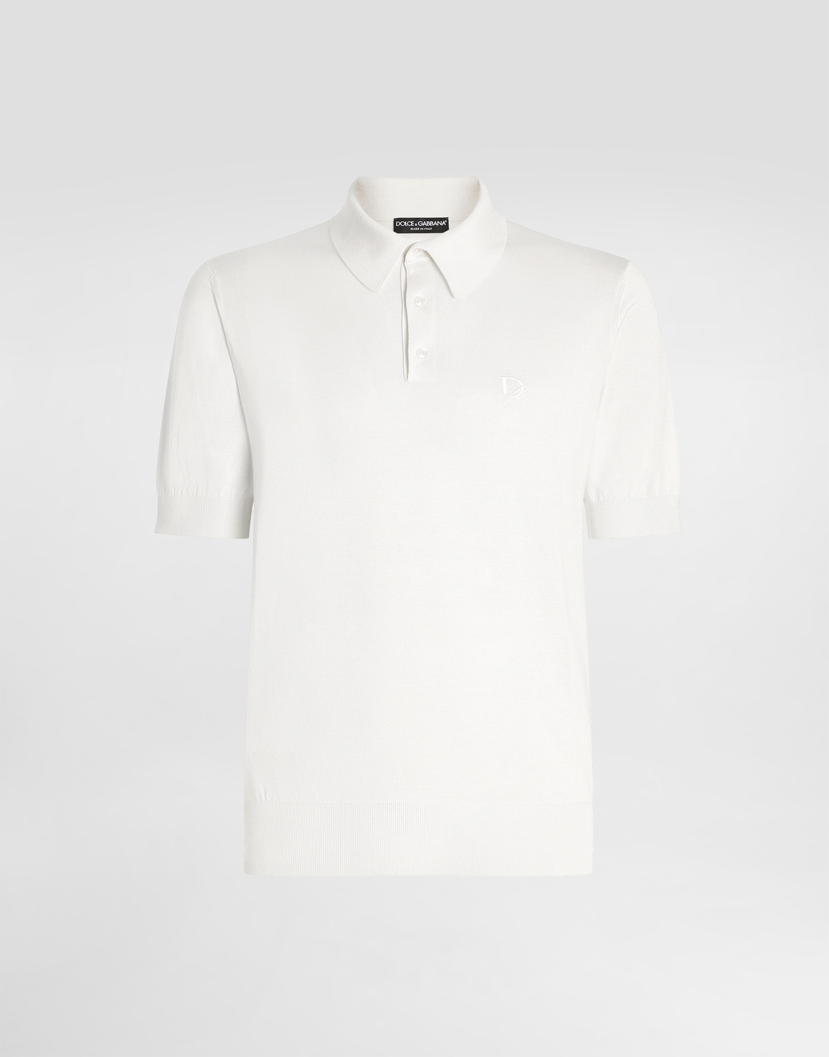 Шелковая футболка-поло с вышивкой логотипа Dolce & Gabbana, белый
Шелковая футболка-поло с вышивкой логотипа Dolce & Gabbana, белый