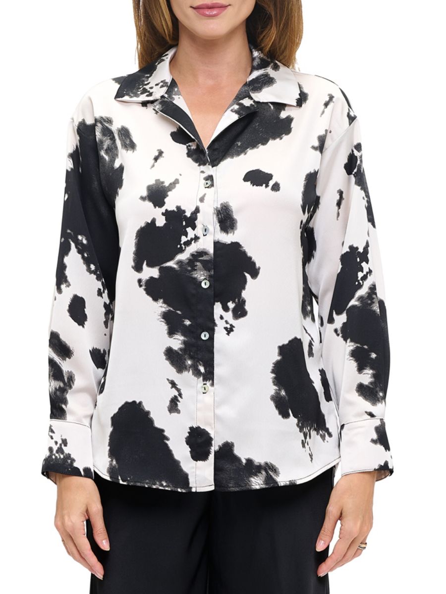 Атласная рубашка с анималистичным принтом Renee C., черный
Атласная рубашка с анималистичным принтом Renee C., черный