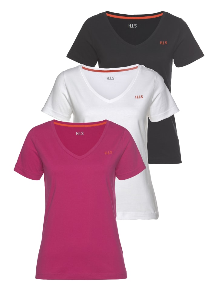 Футболка черного, розового и белого цветов H.I.S.
Футболка черного, розового и белого цветов H.I.S.