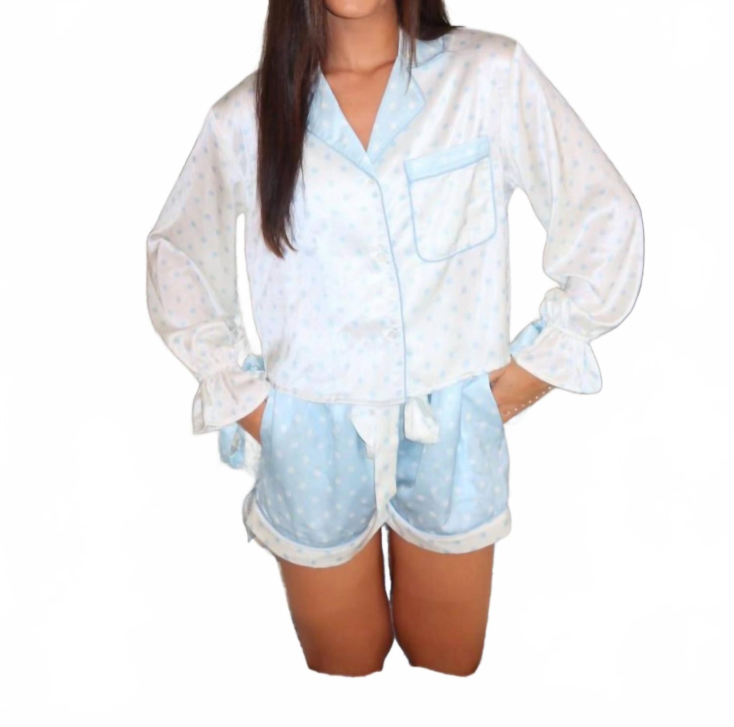 Пижамный комплект в горошек синего цвета Peach Love, синий
Пижамный комплект в горошек синего цвета Peach Love, синий