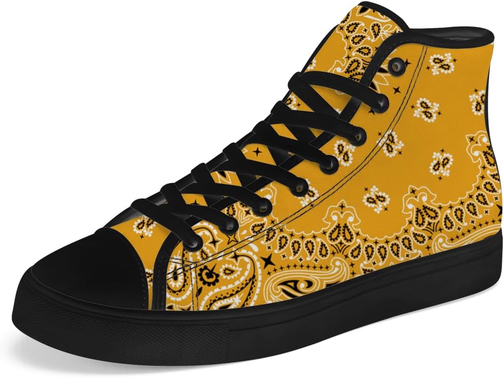 Кеды на высокой подошве Paisley для мужчин и женщин с банданой, высокие кроссовки на шнуровке, повседневная обувь Chebing, желтый
Кеды на высокой подошве Paisley для мужчин и женщин с банданой, высокие кроссовки на шнуровке, повседневная обувь Chebing, желтый