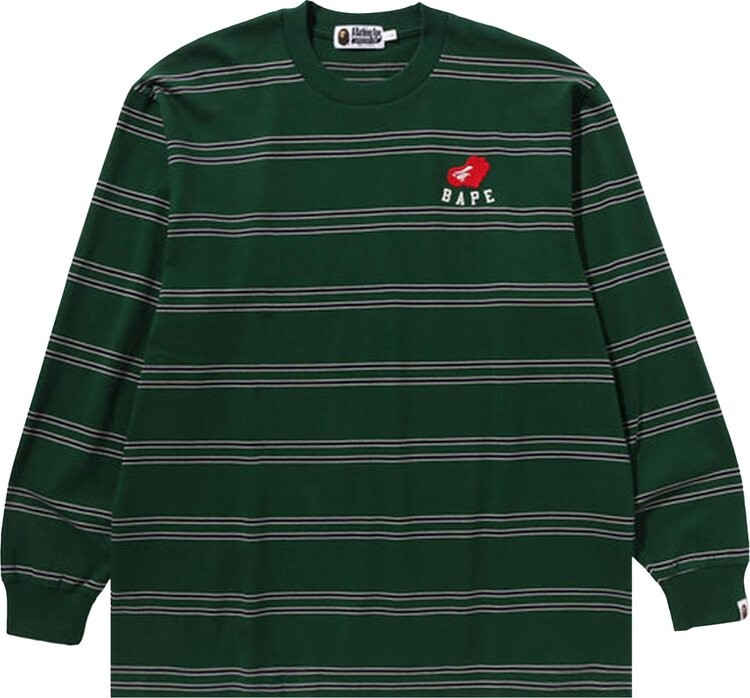 Лонгслив BAPE Ape Heart Hoop 'Green', зеленый 
Лонгслив BAPE Ape Heart Hoop 'Green', зеленый
