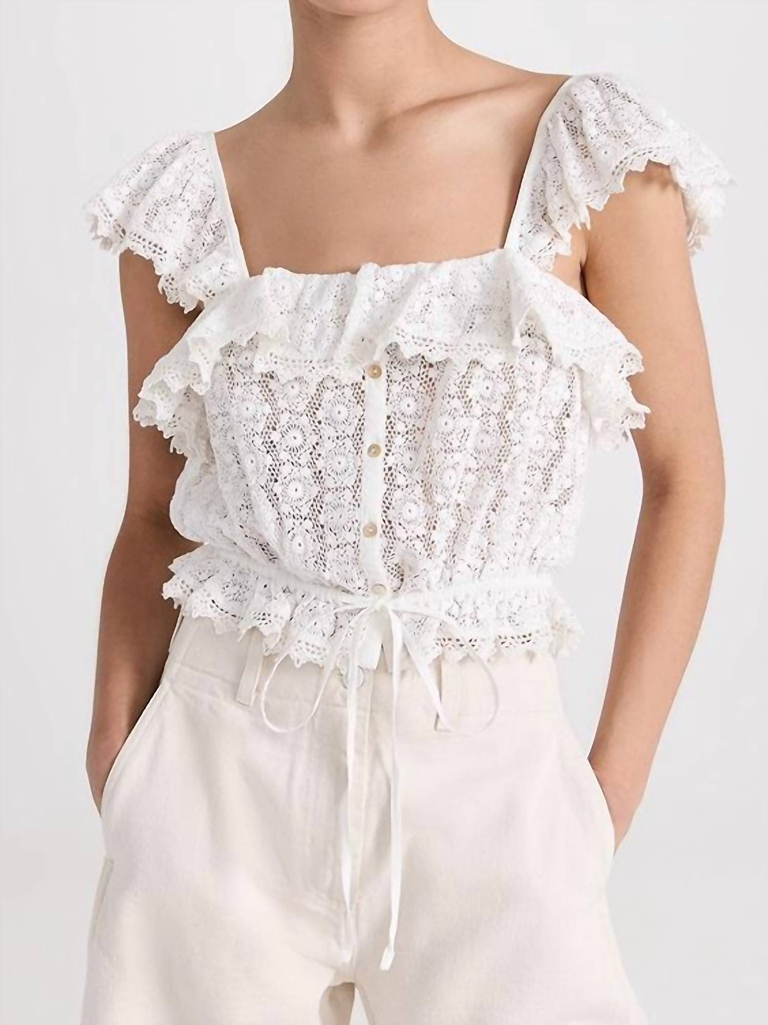 Топ Mia в истинно белом цвете Loveshackfancy, белый
Топ Mia в истинно белом цвете Loveshackfancy, белый