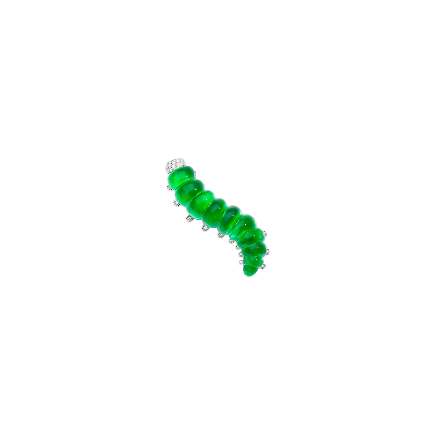 Брошь «гусеница» из белого золота 18 карат, бриллиантов, нефрита, нефрита и горного хрусталя Vhernier
Брошь «гусеница» из белого золота 18 карат, бриллиантов, нефрита, нефрита и горного хрусталя Vhernier