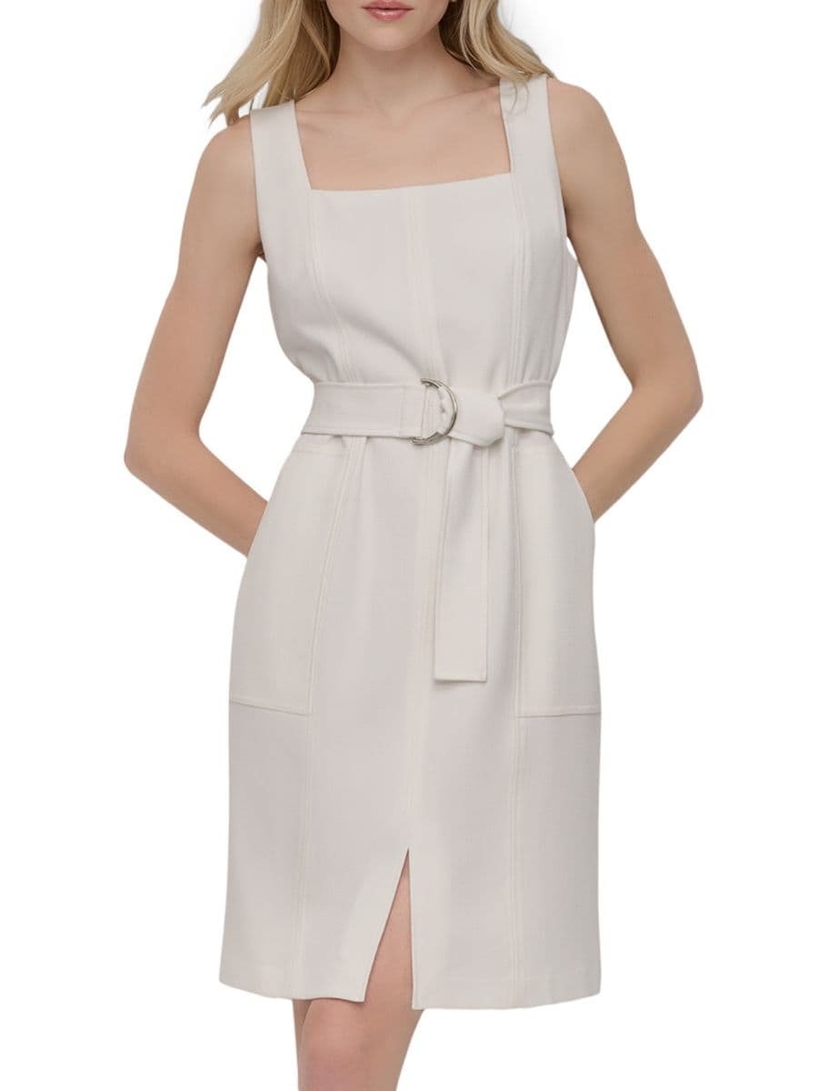 Мини-платье-футляр с поясом DKNY, слоновая кость
Мини-платье-футляр с поясом DKNY, слоновая кость