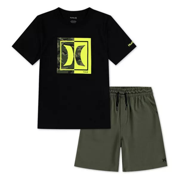 Комплект из 2 предметов: футболка и шорты h20-dri для мальчиков 8-16 лет Hurley, цвет beetle green 
Комплект из 2 предметов: футболка и шорты h20-dri для мальчиков 8-16 лет Hurley, цвет beetle green