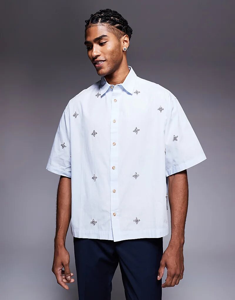 Рубашка свободного кроя ASOS DESIGN свободного кроя с отделкой синего цвета
Рубашка свободного кроя ASOS DESIGN свободного кроя с отделкой синего цвета