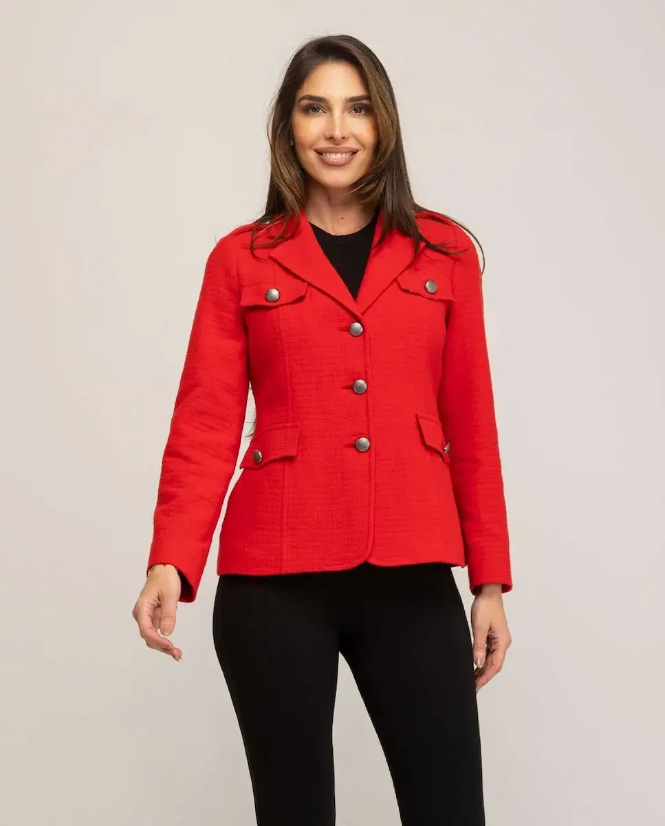 Женская полуприлегающая куртка с отложным воротником и рукавами кроя «портной» Fsh, красный
Женская полуприлегающая куртка с отложным воротником и рукавами кроя «портной» Fsh, красный