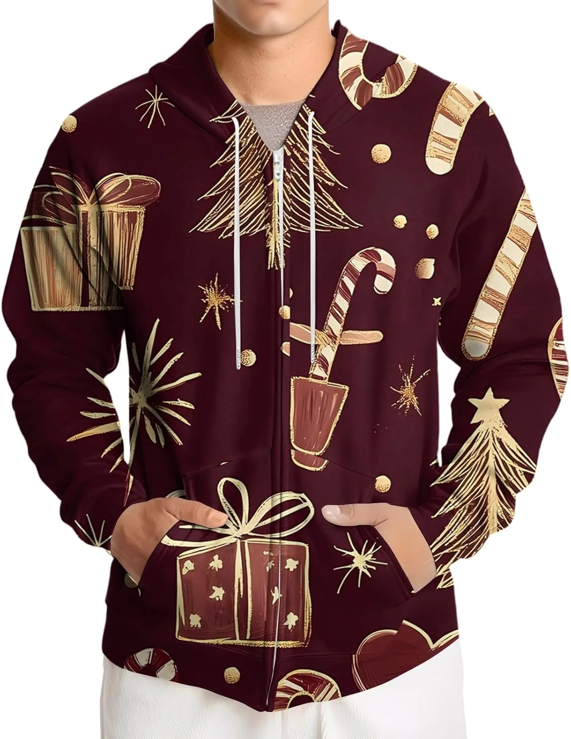 Мужская рождественская худи с молнией и карманом
Мужская рождественская худи с молнией и карманом