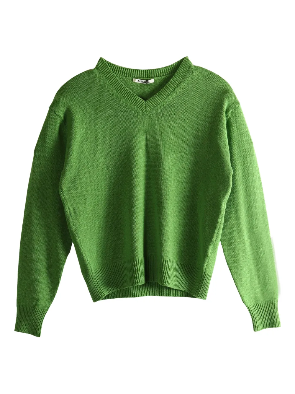 Рифленый свитер с V-образным вырезом Auralee, зеленый
Рифленый свитер с V-образным вырезом Auralee, зеленый