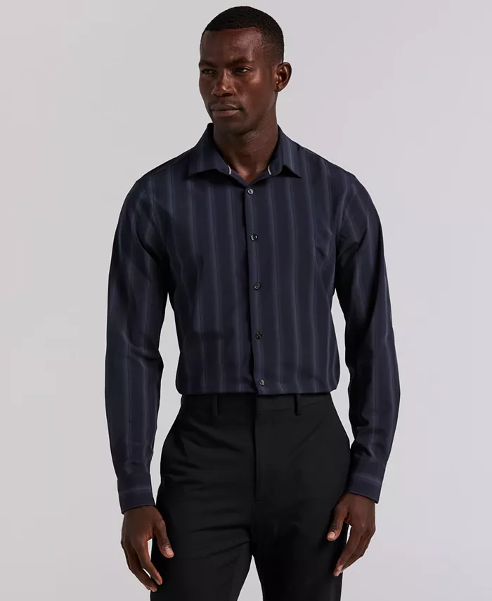 Мужская рубашка с длинным рукавом в технике омбре и полосками из крашеной пряжи Perry Ellis, синий
Мужская рубашка с длинным рукавом в технике омбре и полосками из крашеной пряжи Perry Ellis, синий