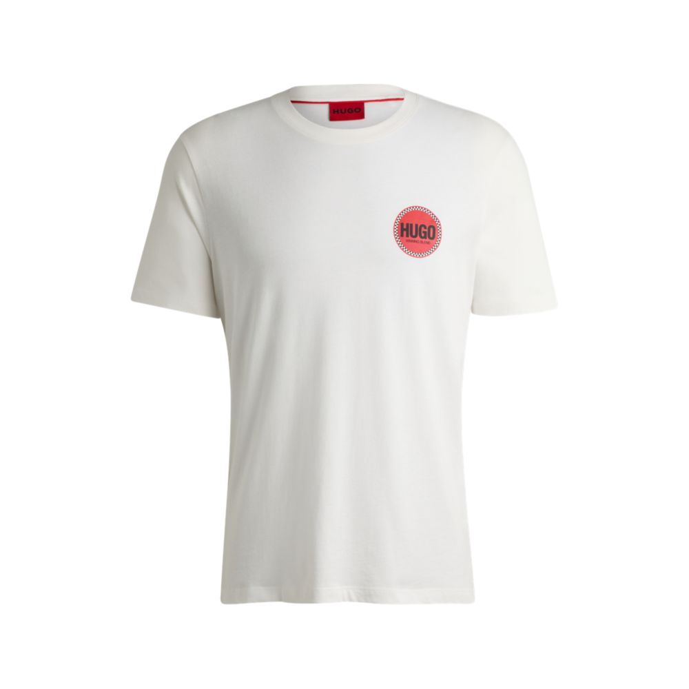 Футболка из хлопкового джерси с принтом логотипа гонок HUGO, белый 
Футболка из хлопкового джерси с принтом логотипа гонок HUGO, белый