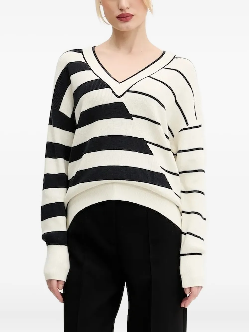 Полосатый трикотажный топ с V-образным вырезом Desigual, белый
Полосатый трикотажный топ с V-образным вырезом Desigual, белый