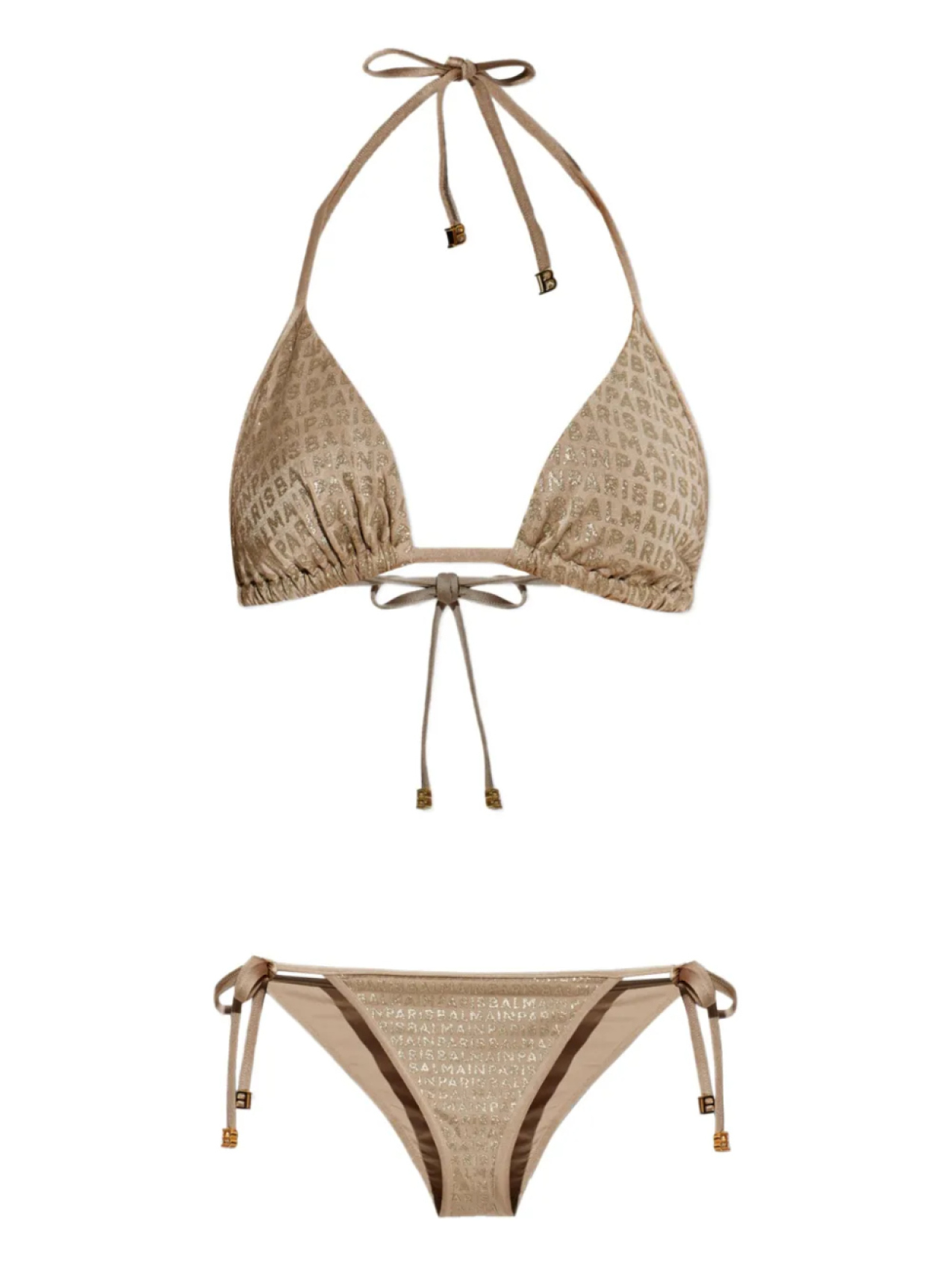 Треугольный бикини с принтом логотипа Balmain, нейтральный
Треугольный бикини с принтом логотипа Balmain, нейтральный
