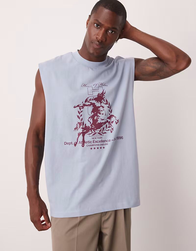 Майка свободного кроя ASOS DESIGN светло-голубого цвета с заниженной проймой и уличной графикой
Майка свободного кроя ASOS DESIGN светло-голубого цвета с заниженной проймой и уличной графикой