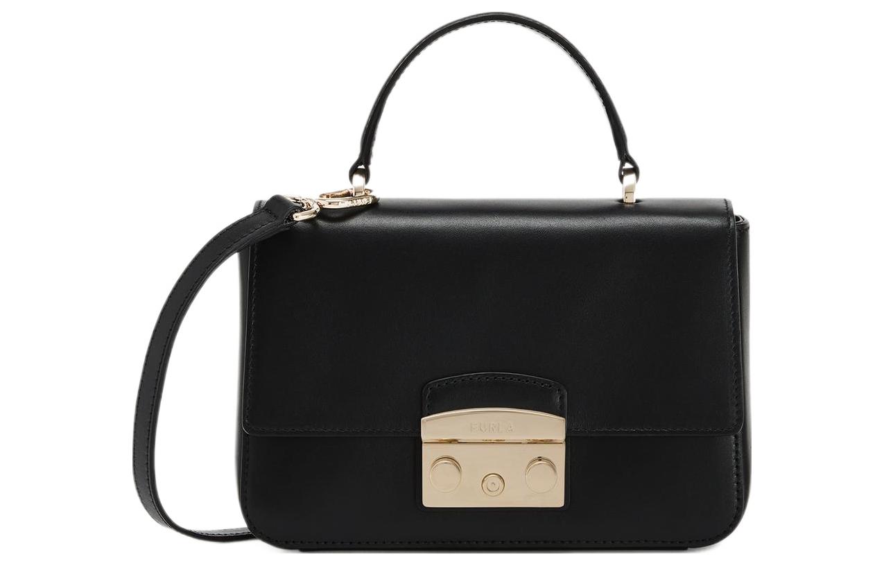 Furla Метрополис Коллекция Миниатюрная женская сумка через плечо из телячьей кожи черная
