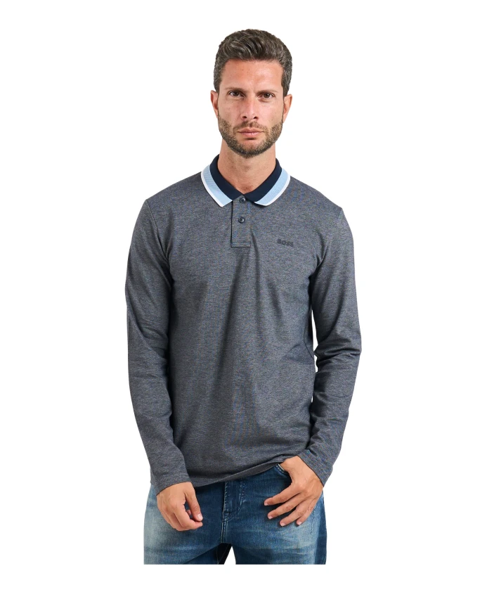 Синяя рубашка-поло с оранжевой полосой Hugo, синий
Синяя рубашка-поло с оранжевой полосой Hugo, синий