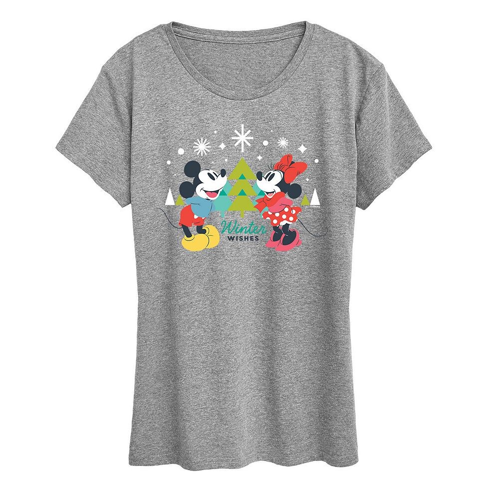 Женская футболка Disney's Mickey Mouse с рисунком Микки и Минни Winter Wishes Licensed Character, цвет Heather Gray 
Женская футболка Disney's Mickey Mouse с рисунком Микки и Минни Winter Wishes Licensed Character, цвет Heather Gray