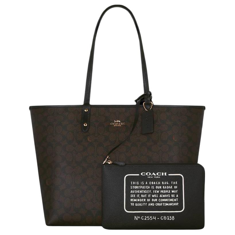 COACH Городская пвх сумка тоут, шоппер, женская большая сумка через плечо, темно-коричневая
COACH Городская пвх сумка тоут, шоппер, женская большая сумка через плечо, темно-коричневая