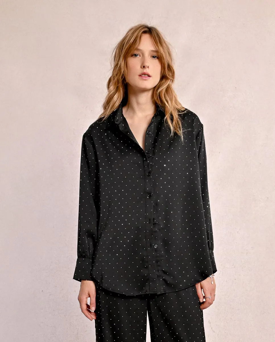Женская рубашка с воротником-лацкан и пайетками Molly Bracken, черный
Женская рубашка с воротником-лацкан и пайетками Molly Bracken, черный