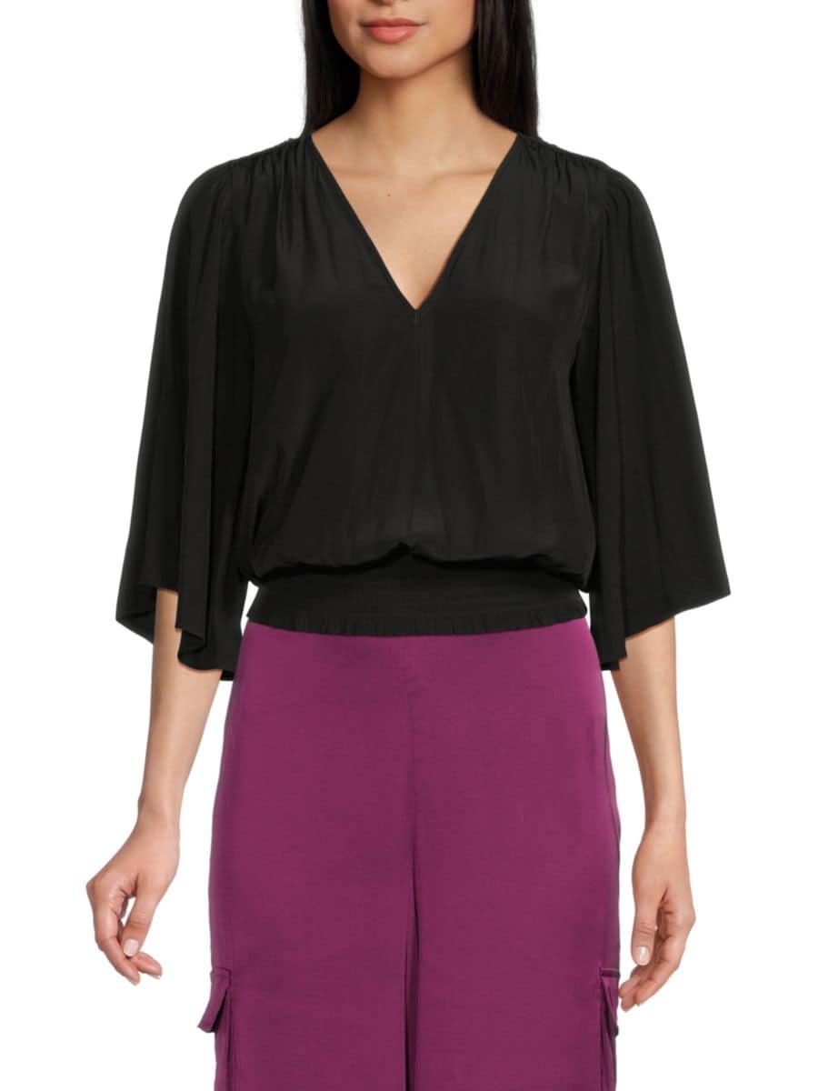 Блузон-топ Elexa с расклешенными рукавами Ramy Brook, черный
Блузон-топ Elexa с расклешенными рукавами Ramy Brook, черный