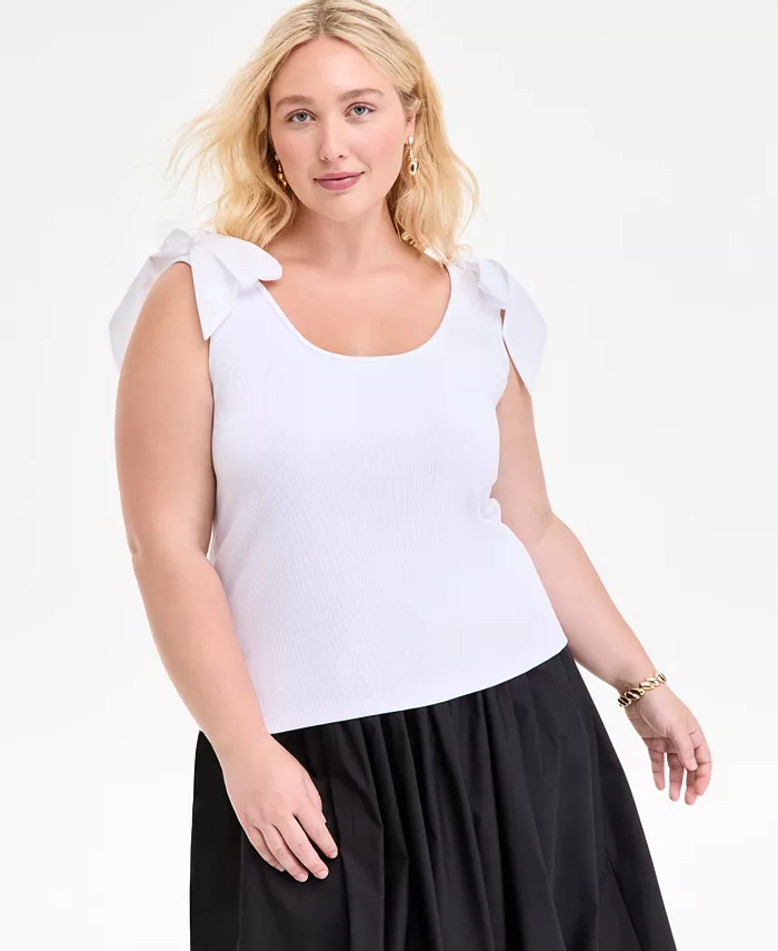 Модный топ с бантом на плече больших размеров On 34th, белый
Модный топ с бантом на плече больших размеров On 34th, белый