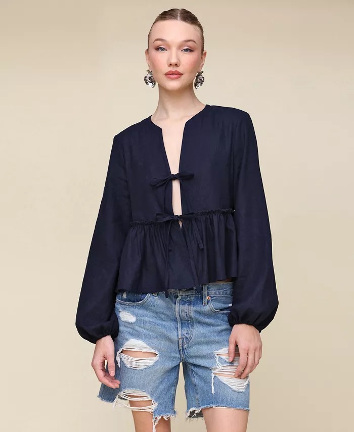 Женская блуза с запахом из смесового льна Avec Les Filles, синий
Женская блуза с запахом из смесового льна Avec Les Filles, синий