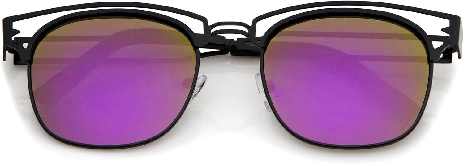 Солнцезащитные очки zeroUV в современном стиле с открытыми металлическими цветными зеркальными квадратными плоскими линзами в роговой оправе, диаметр линз 53 мм, Black / Magenta Mirror
Солнцезащитные очки zeroUV в современном стиле с открытыми металлическими цветными зеркальными квадратными плоскими линзами в роговой оправе, диаметр линз 53 мм, Black / Magenta Mirror