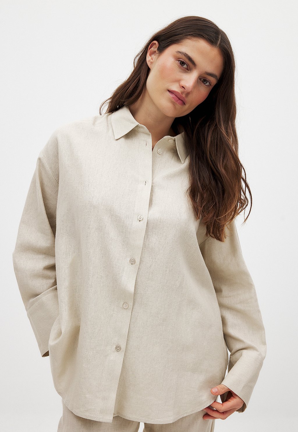 Блузка на пуговицах NA-KD, бежевый 
Блузка на пуговицах NA-KD, бежевый