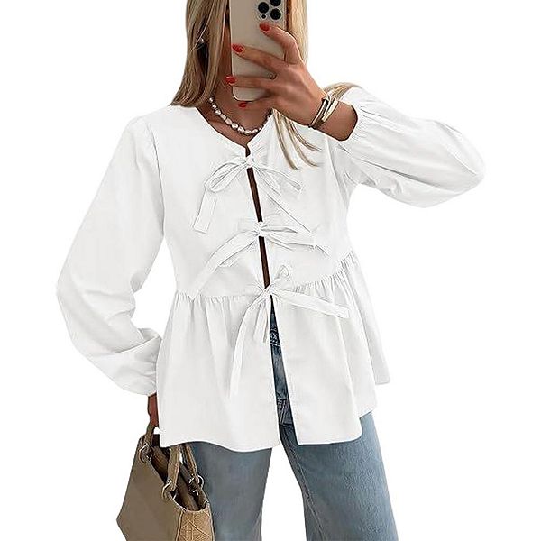 Женская летняя блузка с вертикальным бантом и рюшами Joyjoy, White
Женская летняя блузка с вертикальным бантом и рюшами Joyjoy, White