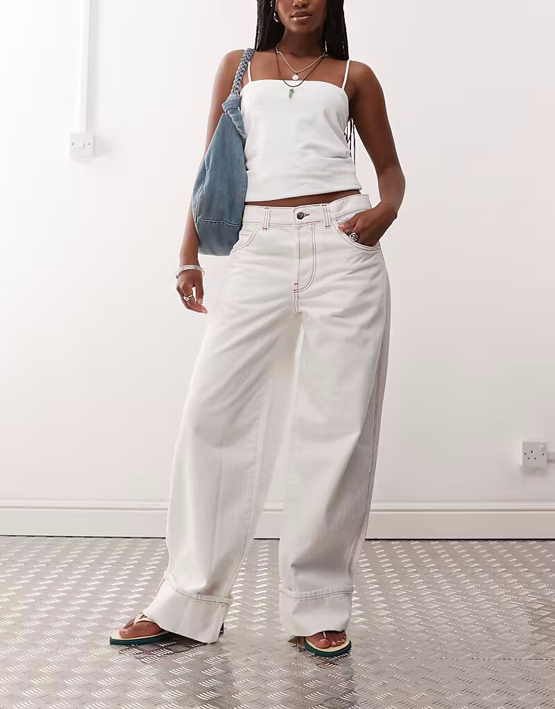 COLLUSION X002 мешковатые джинсы с отворотом цвета экрю 
COLLUSION X002 мешковатые джинсы с отворотом цвета экрю