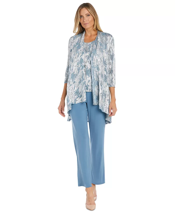 Женский комплект из 3 предметов: жакет, топ и брюки с металлизированным жаккардом R & M Richards, синий
Женский комплект из 3 предметов: жакет, топ и брюки с металлизированным жаккардом R & M Richards, синий