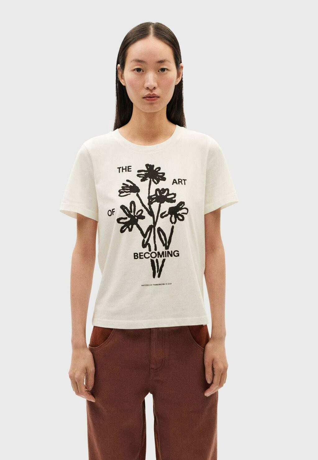 Футболка с принтом Thinking Mu, кремовый 
Футболка с принтом Thinking Mu, кремовый