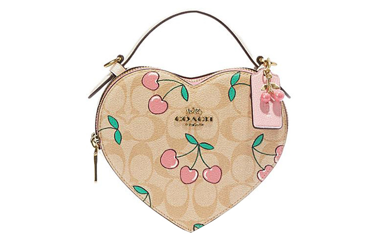 COACH Холщовая сумка с кожаной аппликацией в виде сердца маленький размер женская сумка через плечо 
COACH Холщовая сумка с кожаной аппликацией в виде сердца маленький размер женская сумка через плечо
