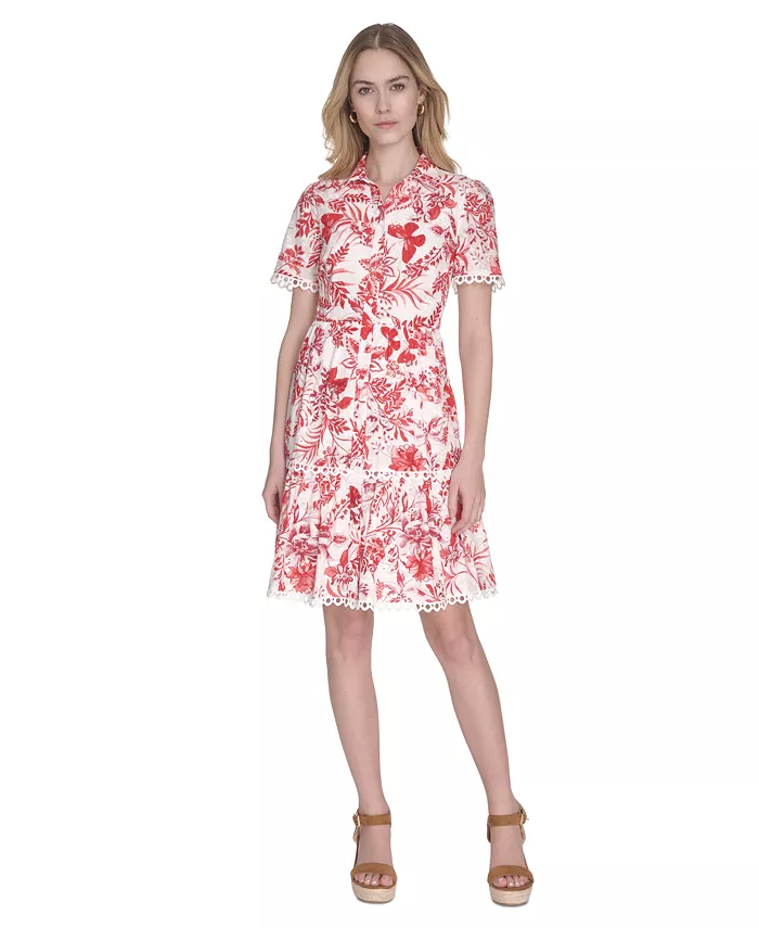 Женское хлопковое платье с коротким рукавом, принтом и застежкой на пуговицы Eliza J, слоновая кость/кремовый
Женское хлопковое платье с коротким рукавом, принтом и застежкой на пуговицы Eliza J, слоновая кость/кремовый