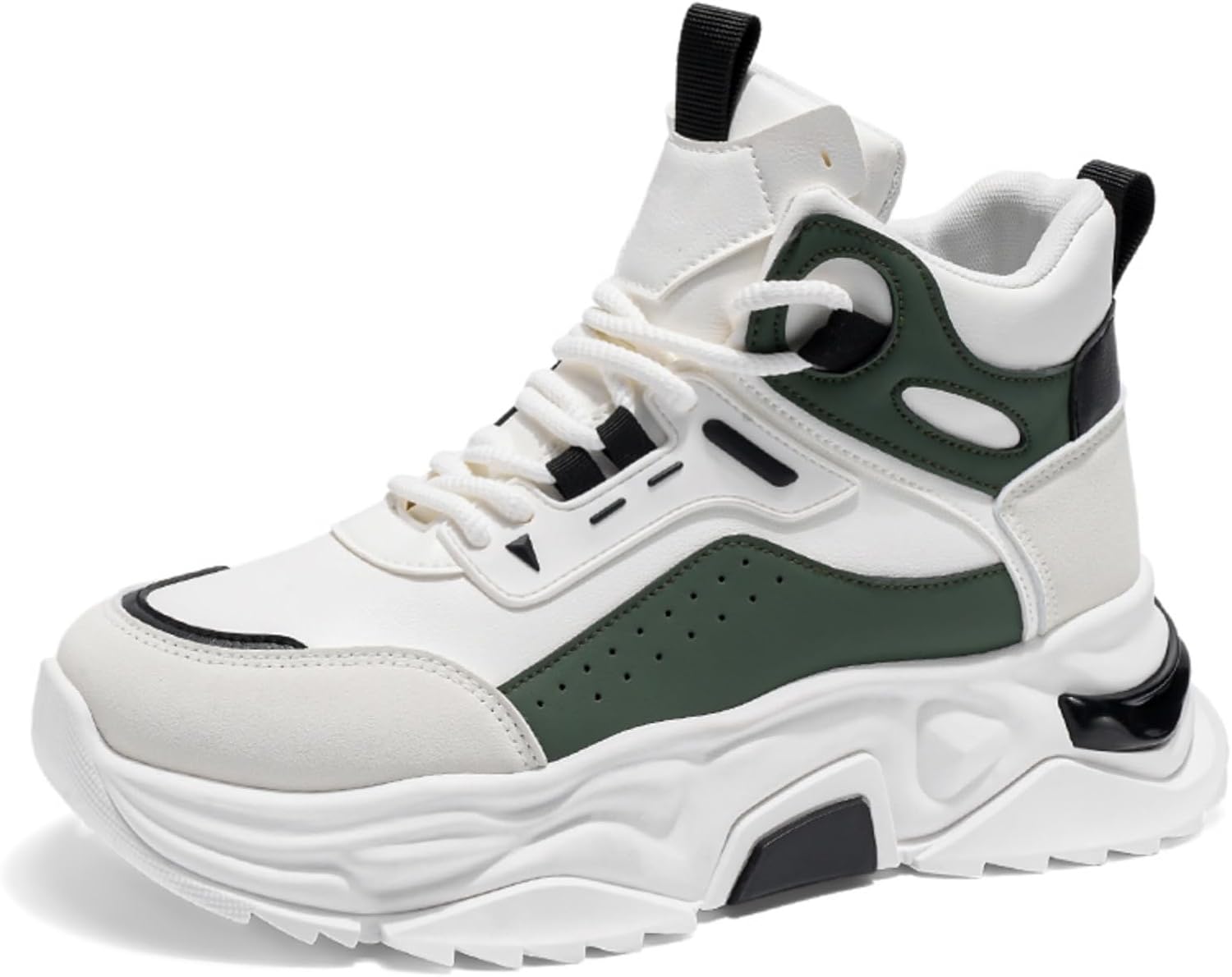 Мужские высокие массивные кроссовки - легкий синтетический верх с перфорированными панелями, резиновая подошва Wave-Traction для повседневной ходьбы и уличного стиля Kelibasi, белый/зеленый
Мужские высокие массивные кроссовки - легкий синтетический верх с перфорированными панелями, резиновая подошва Wave-Traction для повседневной ходьбы и уличного стиля Kelibasi, белый/зеленый
