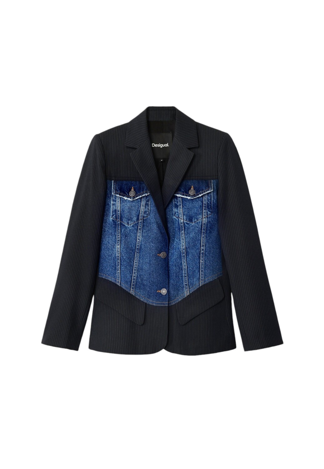 Блейзер Desigual с джинсовой вставкой, черный
Блейзер Desigual с джинсовой вставкой, черный
