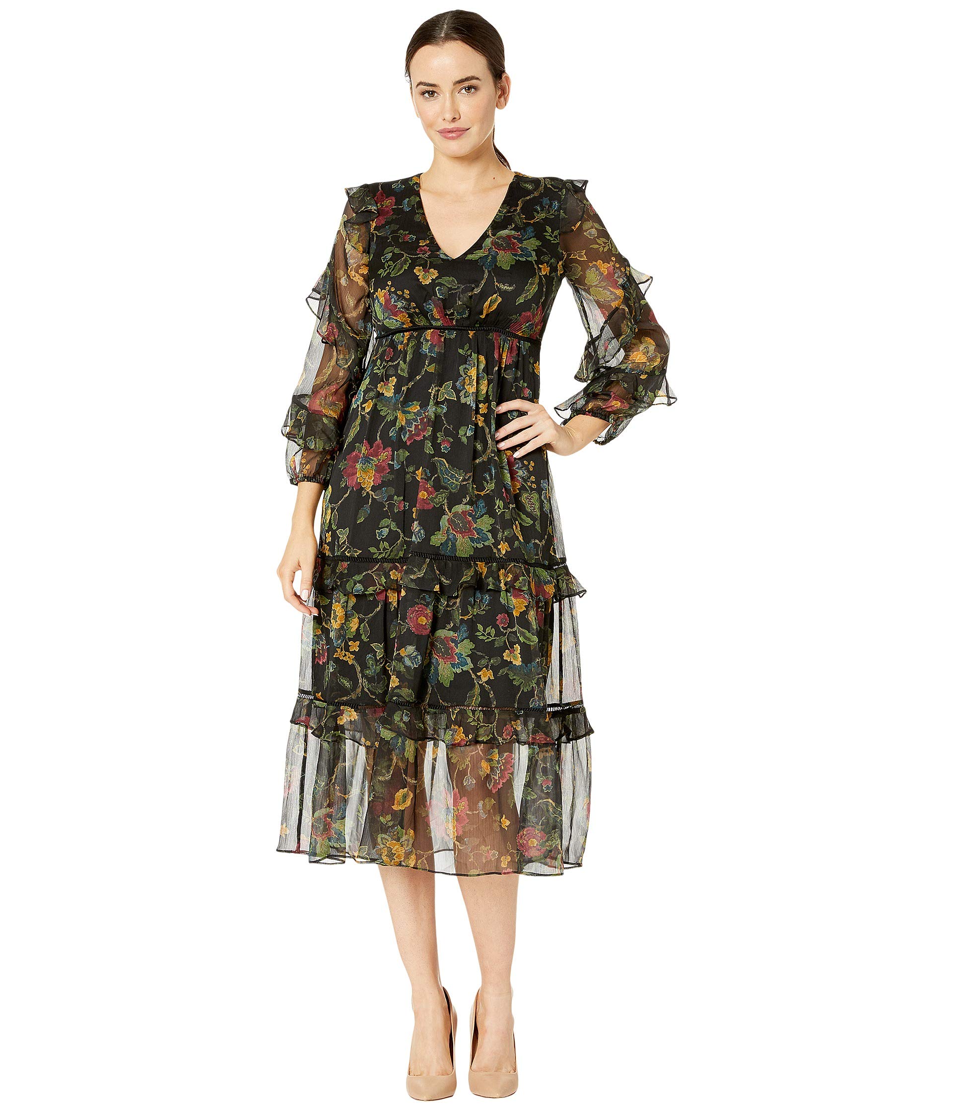 Платье Taylor Long Sleeve Ruffle Sleeve V-Neck Tiered Long Dress, Black/Cranberry
Платье Taylor Long Sleeve Ruffle Sleeve V-Neck Tiered Long Dress, Black/Cranberry