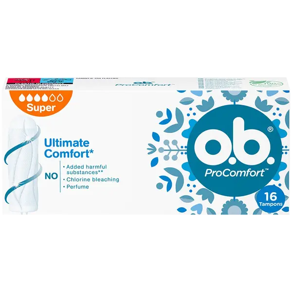 Супергигиеничные тампоны, 16 шт./1 упаковка. O.B. Procomfort
Супергигиеничные тампоны, 16 шт./1 упаковка. O.B. Procomfort