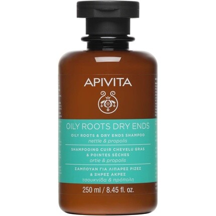 Шампунь для жирных корней и сухих кончиков с крапивой и прополисом 250мл, Apivita
Шампунь для жирных корней и сухих кончиков с крапивой и прополисом 250мл, Apivita
