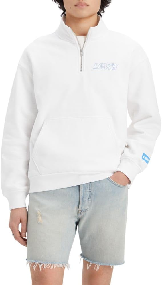 Мужская свободная толстовка Levi's с графическим принтом и карманом на молнии в четверть дюйма, Oblique Logo White +
Мужская свободная толстовка Levi's с графическим принтом и карманом на молнии в четверть дюйма, Oblique Logo White +